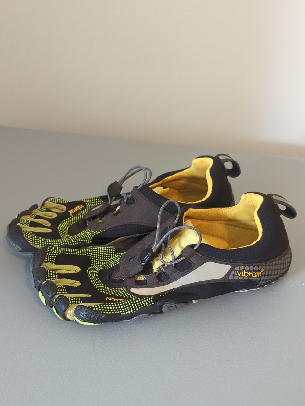 Vibram FiveFingers Black Green, and Yellow Minimalist Toe Shoes